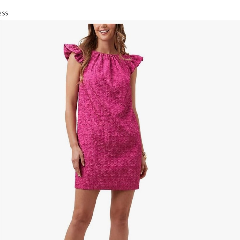 TRINA TURK Pink Ruffle Sleeve Dress
